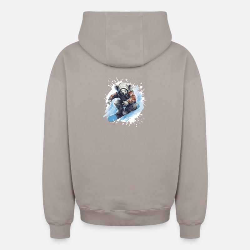 Koala Snowboard - Sweat à capuche unisexe zippé oversize épais SPREAD - taupe