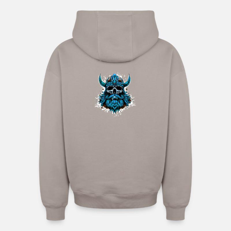 Crâne d’Odin Viking - Sweat à capuche unisexe zippé oversize épais SPREAD - taupe