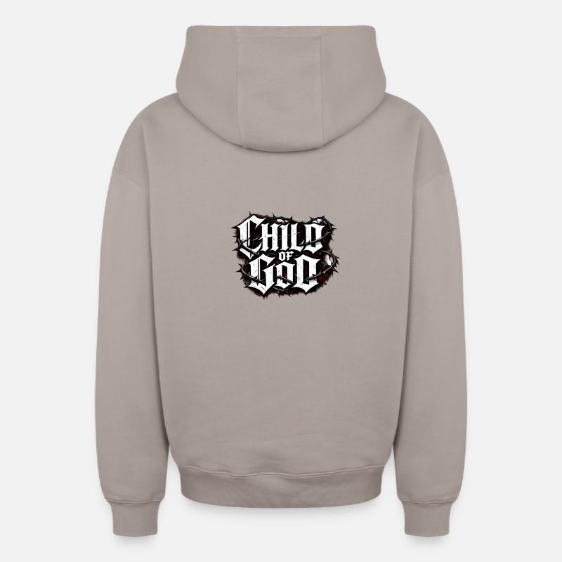 Enfant de Dieu - Sweat à capuche unisexe zippé oversize épais SPREAD - taupe