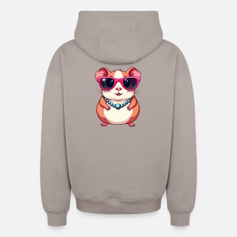 cobaye - Sweat à capuche unisexe zippé oversize épais SPREAD - taupe