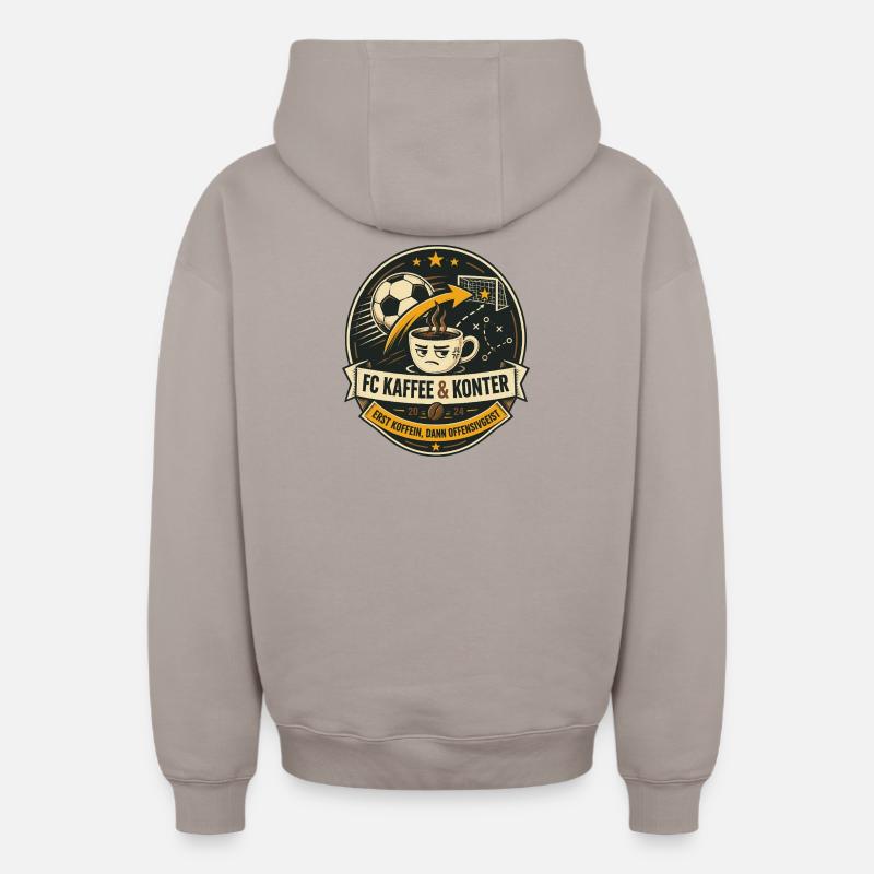FC Kaffee & Konter - Oversized Heavyweight Unisex Zip Hoodie - Taupe