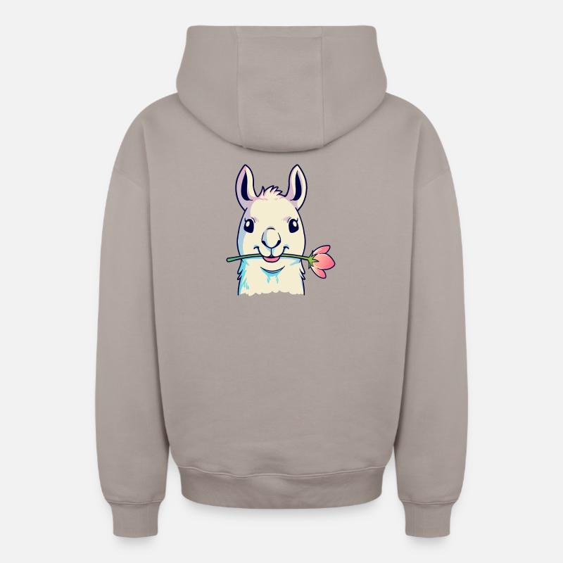 Lama et Rose - Sweat à capuche unisexe zippé oversize épais SPREAD - taupe