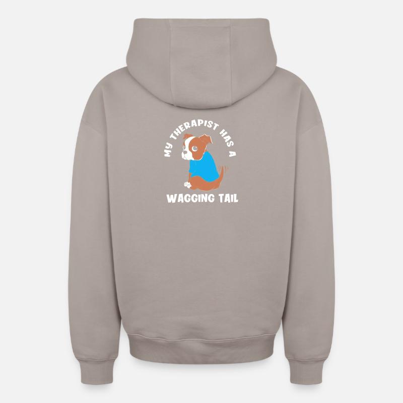 Chien de thérapie - Sweat à capuche unisexe zippé oversize épais SPREAD - taupe