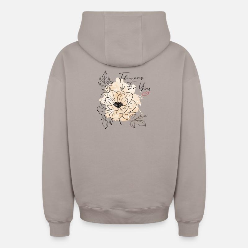Des fleurs pour vous - Sweat à capuche unisexe zippé oversize épais SPREAD - taupe