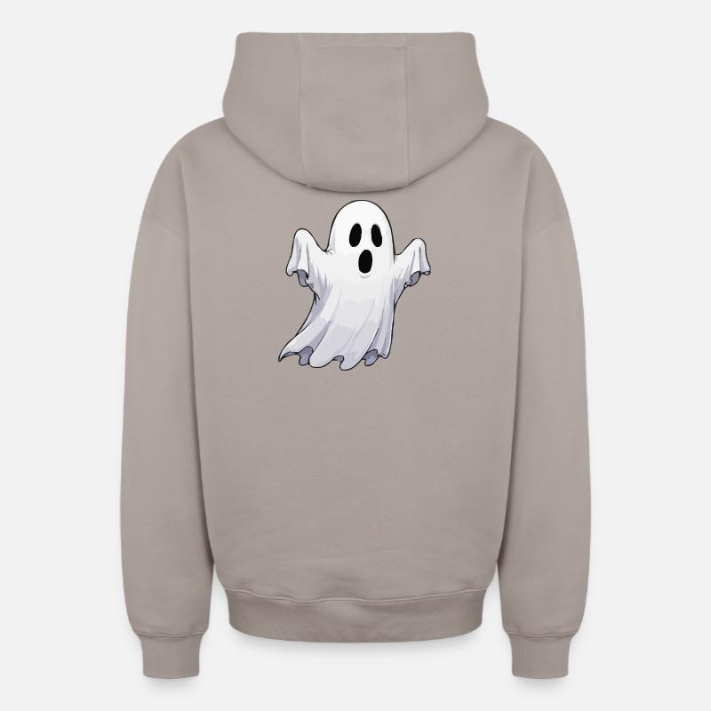 Fantôme Hanté Amical - Sweat à capuche unisexe zippé oversize épais SPREAD - taupe
