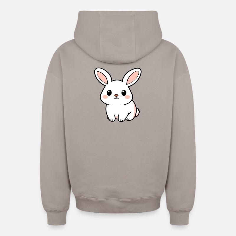 Lapin blanc - Sweat à capuche unisexe zippé oversize épais SPREAD - taupe