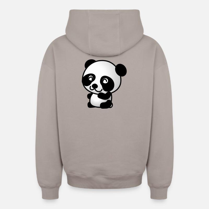 Panda - Sweat à capuche unisexe zippé oversize épais SPREAD - taupe