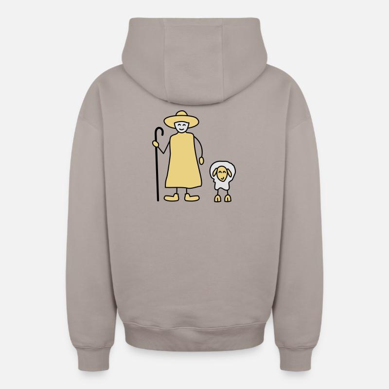 moutons - Sweat à capuche unisexe zippé oversize épais SPREAD - taupe