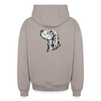 Irish Setter Portrait - Oversized Heavyweight Unisex Zip Hoodie - taupe - Back - AI Model Male 178 light (178cm)