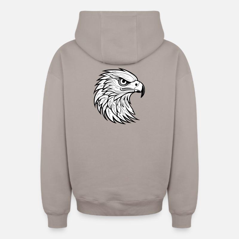Stylized eagle head design - Oversized Heavyweight Unisex Zip Hoodie - taupe