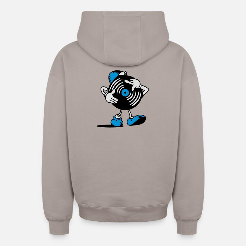 DISQUE VINYLE - Sweat à capuche unisexe zippé oversize épais SPREAD - taupe