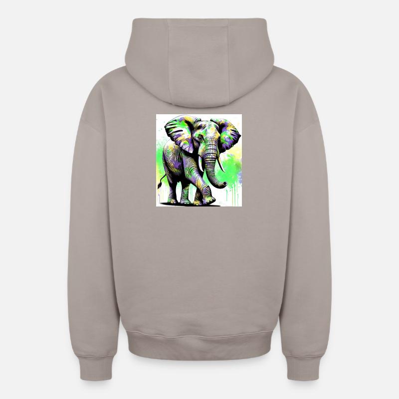 éléphant - Sweat à capuche unisexe zippé oversize épais SPREAD - taupe
