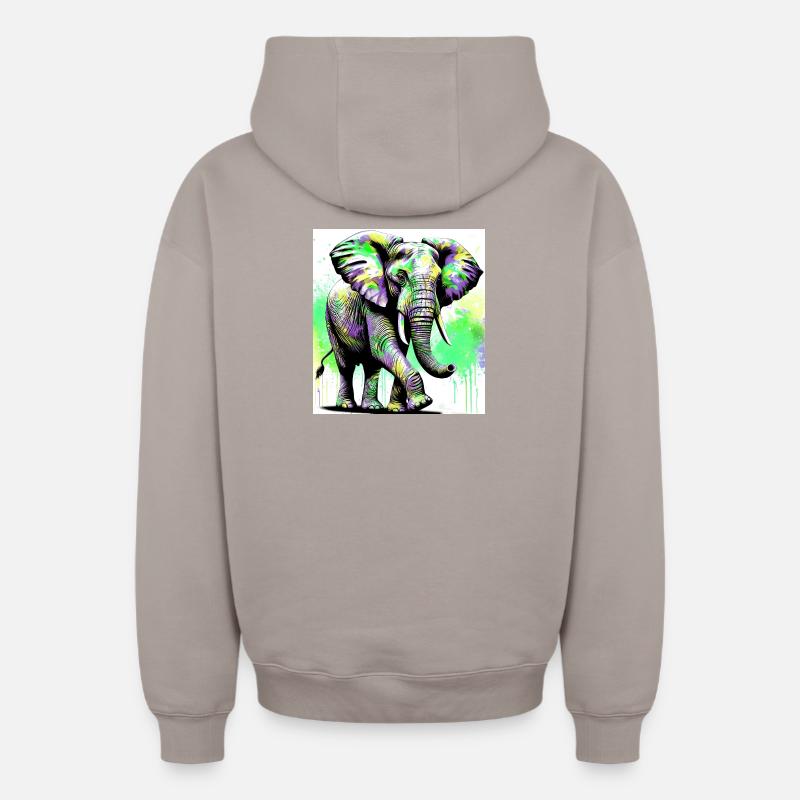 éléphant - Sweat à capuche unisexe zippé oversize épais SPREAD - taupe