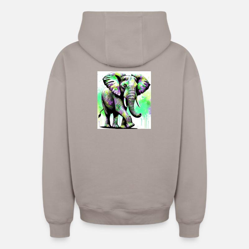 éléphant - Sweat à capuche unisexe zippé oversize épais SPREAD - taupe