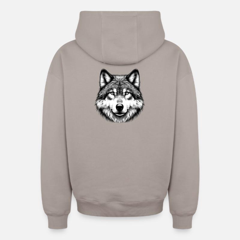 Loup - Sweat à capuche unisexe zippé oversize épais SPREAD - taupe