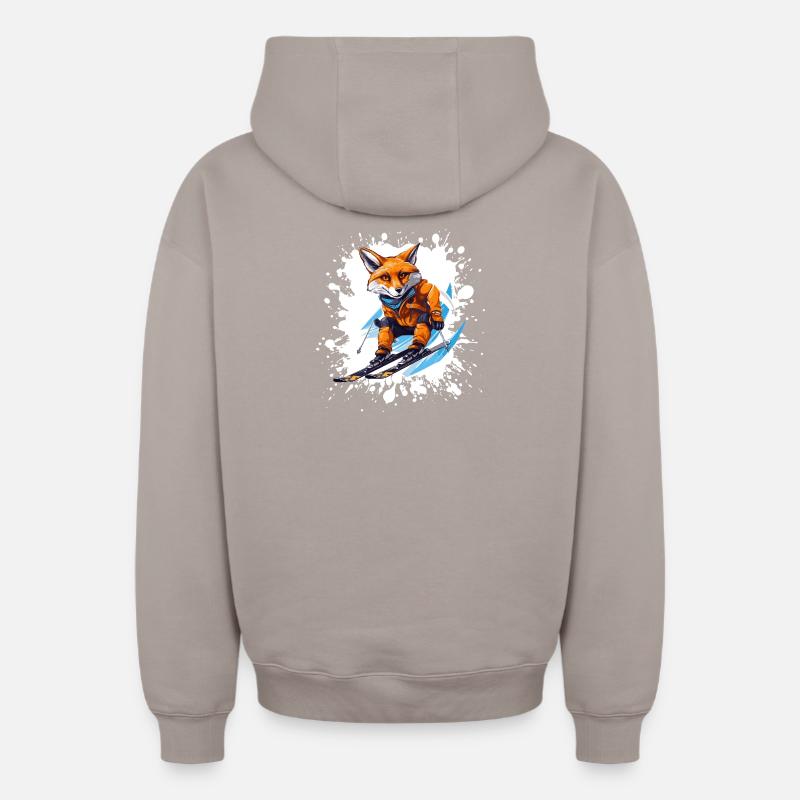 Fuchs Ski Skiing - Sweat à capuche unisexe zippé oversize épais SPREAD - taupe