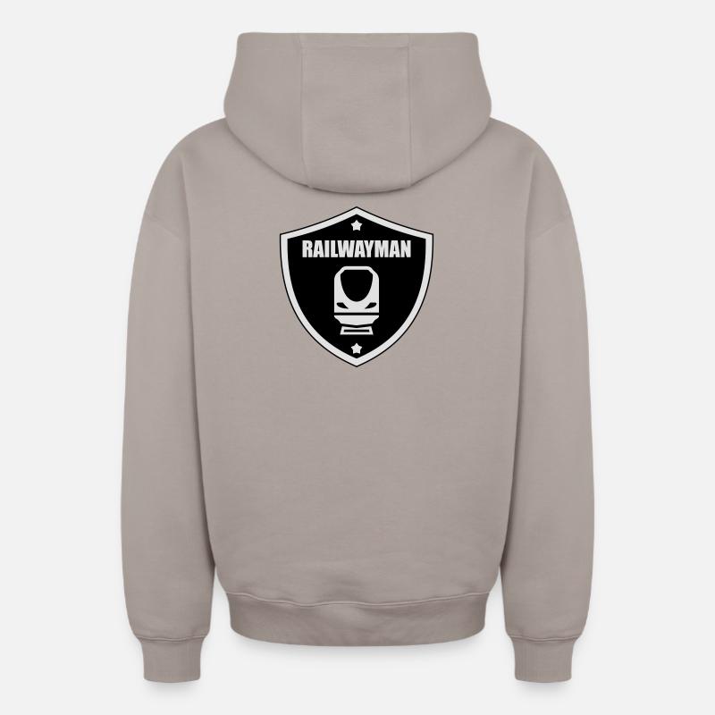 Eisenbahner / Eisenbahnen / Eisenbahn / Bahn - Oversized Heavyweight Unisex Zip Hoodie - Taupe