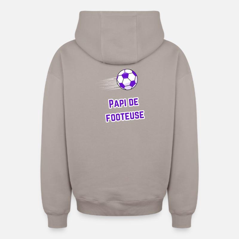 Tee-Shirt Papi Supporter footeuse - Sweat à capuche unisexe zippé oversize épais SPREAD - taupe