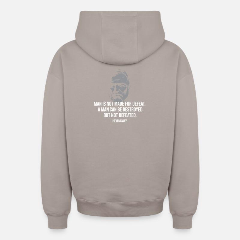 Citation d’Ernest Hemingway - Sweat à capuche unisexe zippé oversize épais SPREAD - taupe