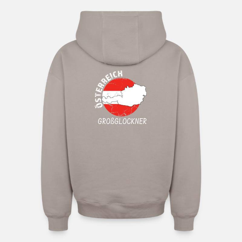 Großglockner - Sweat à capuche unisexe zippé oversize épais SPREAD - taupe