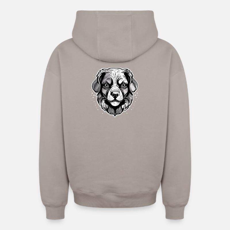 chien - Sweat à capuche unisexe zippé oversize épais SPREAD - taupe