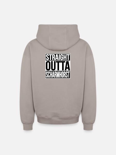 STRAIGHT OUTTA SCHARMHORST - Oversized Heavyweight Unisex Zip Hoodie - Taupe