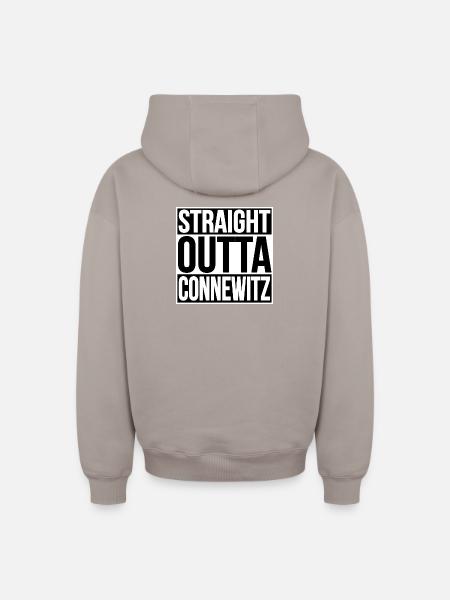 STRAIGHT OUTTA CONNEWITZ - Oversized Heavyweight Unisex Zip Hoodie - taupe