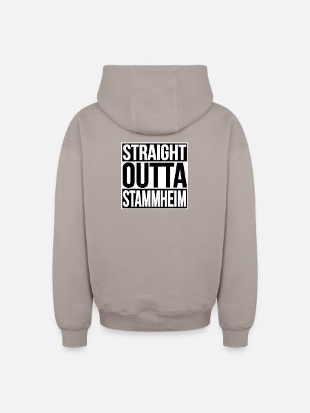STRAIGHT OUTTA STAMMHEIM - Oversized Heavyweight Unisex Zip Hoodie - taupe