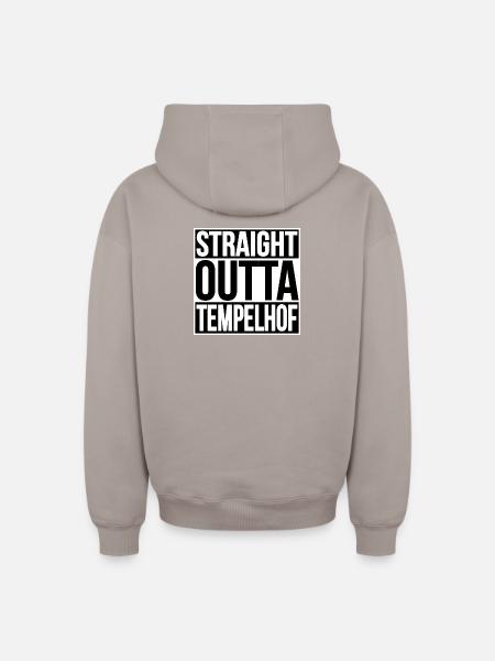 Straight Outta Tempelhof BERLIN - Oversized Heavyweight Unisex Zip Hoodie - taupe