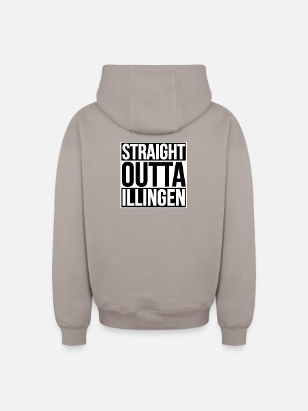 Straight Outta Illingen - Oversized Heavyweight Unisex Zip Hoodie - taupe
