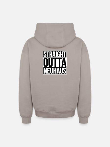 STRAIGHT OUTTA NEUHAUS - Oversized Heavyweight Unisex Zip Hoodie - taupe