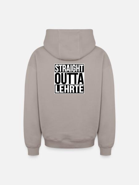 STRAIGHT OUTTA LEHRTE - Oversized Heavyweight Unisex Zip Hoodie - taupe