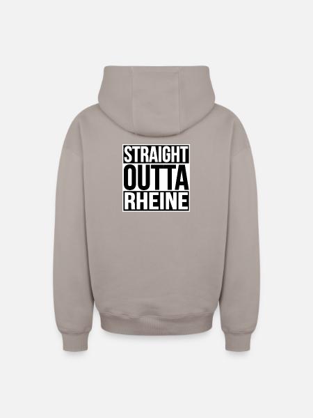 STRAIGHT OUTTA RHEINE - Oversized Heavyweight Unisex Zip Hoodie - taupe