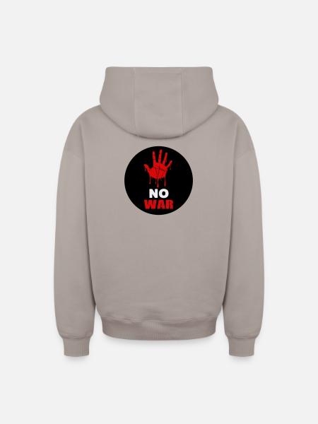 No War - Sweat à capuche unisexe zippé oversize épais SPREAD - taupe