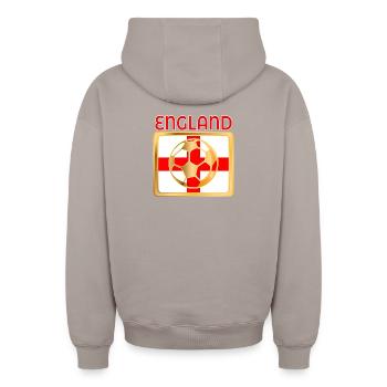 ENGLAND SPIELT FUSSBALL FUSSBALL - Oversized Heavyweight Unisex Zip Hoodie - Taupe - Hinten - AI Model Male 178 light (178cm)