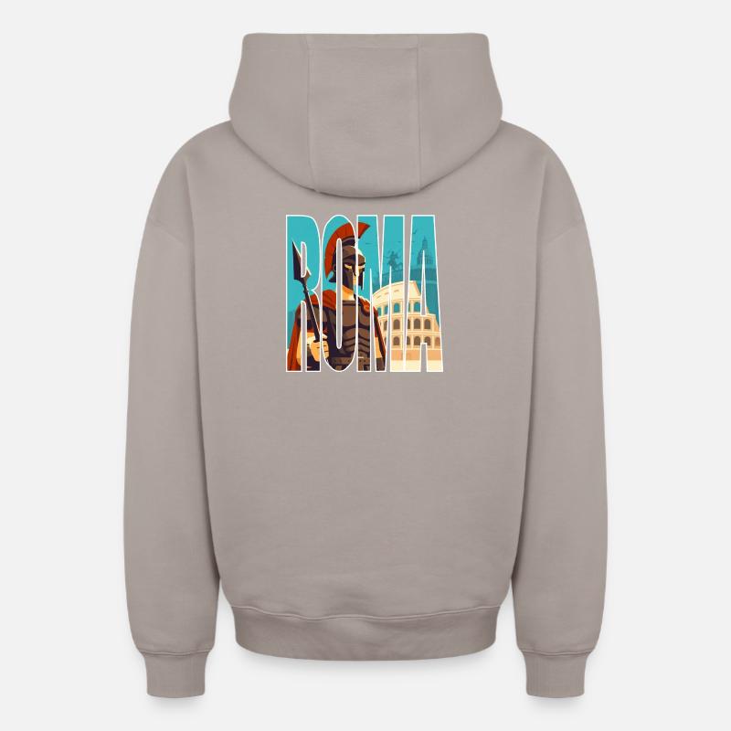 ROMA - Sweat à capuche unisexe zippé oversize épais SPREAD - taupe
