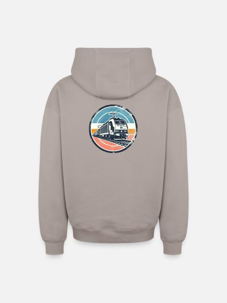 E-Lok mit Güterzug - Oversized Heavyweight Unisex Zip Hoodie - Taupe