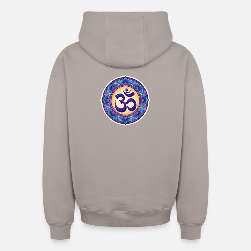 Mandala OM bleu et violet - Sweat à capuche unisexe zippé oversize épais SPREAD - taupe