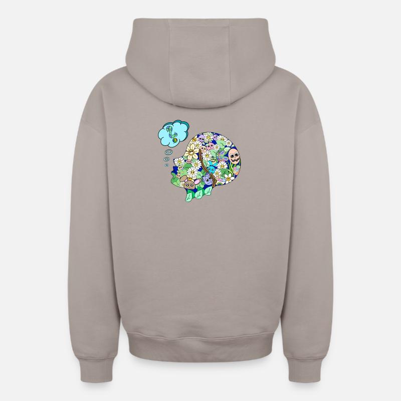 kreativer Geist - Sweat à capuche unisexe zippé oversize épais SPREAD - taupe