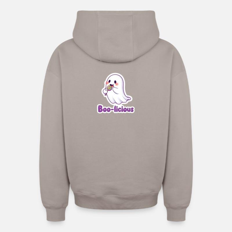 Boolicious Doux Fantôme - Sweat à capuche unisexe zippé oversize épais SPREAD - taupe