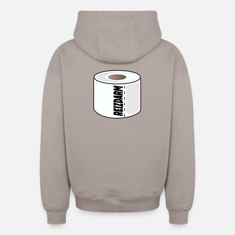 INTESTIN IRRITABLE, PAPIER TOILETTE, DIGESTION - Sweat à capuche unisexe zippé oversize épais SPREAD - taupe