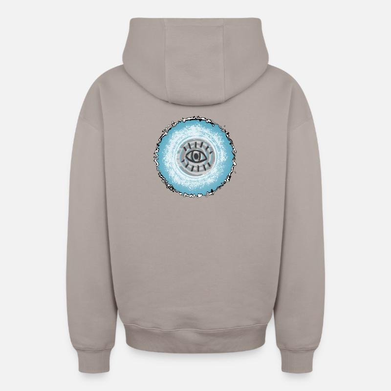 L’œil dans le bleu tourbillonnant - Sweat à capuche unisexe zippé oversize épais SPREAD - taupe