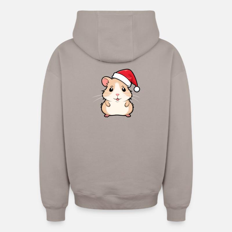 Lièvre? Noël sans hamster - Sweat à capuche unisexe zippé oversize épais SPREAD - taupe