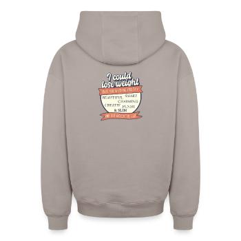 I Could Lose Weight – But That'd Be Unfair - Oversized Heavyweight Unisex Zip Hoodie - taupe - Back - AI Model Male 178 light (178cm)