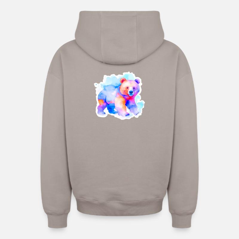Petit ours hétéroclite - Sweat à capuche unisexe zippé oversize épais SPREAD - taupe