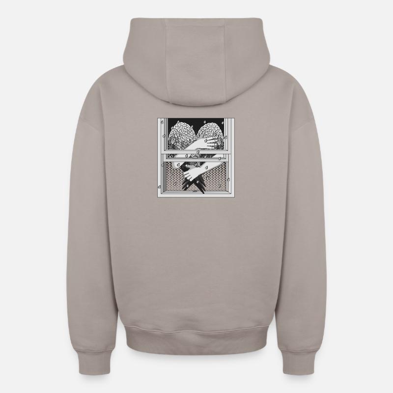 ENTRE - Sweat à capuche unisexe zippé oversize épais SPREAD - taupe