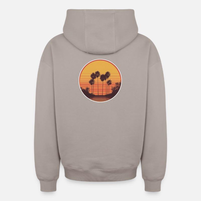 Sonnenuntergang Sunset Retro - Sweat à capuche unisexe zippé oversize épais SPREAD - taupe