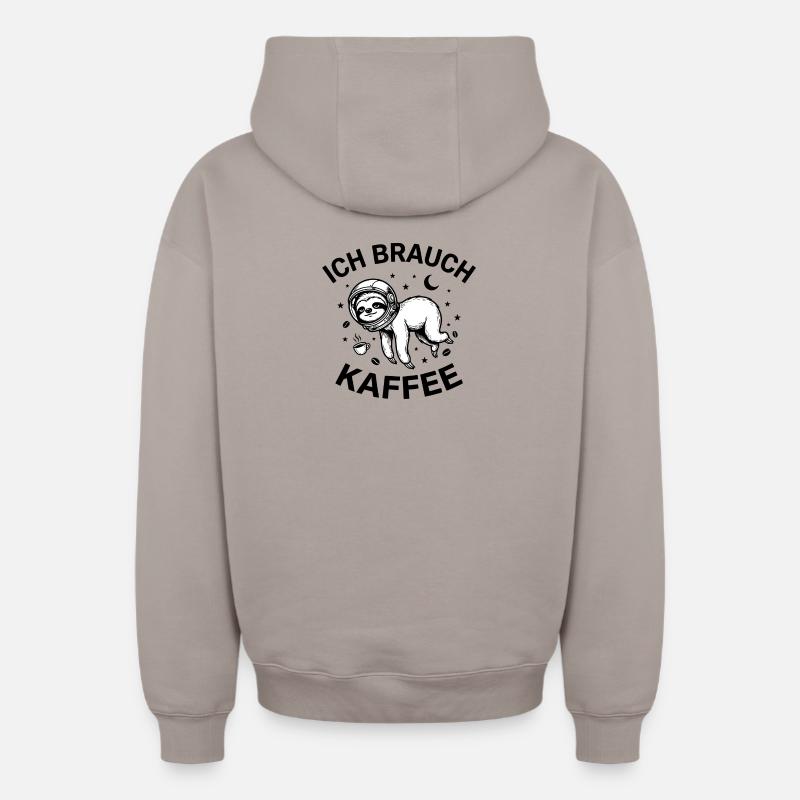 J’ai besoin de café - Sweat à capuche unisexe zippé oversize épais SPREAD - taupe