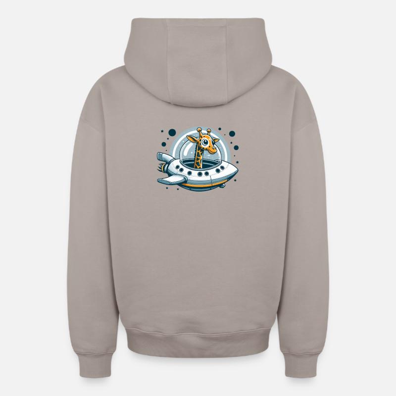 Aventure spatiale de girafe - Sweat à capuche unisexe zippé oversize épais SPREAD - taupe