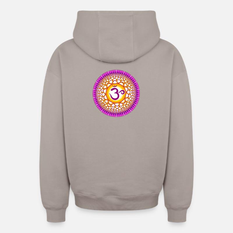 Chakra couronne Sahasrara - Sweat à capuche unisexe zippé oversize épais SPREAD - taupe
